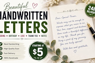 write beautiful handwritten wedding, birthday and thank you letters