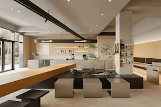 design modern industrial wabi sabi coffeeshop raw cement espresso bar tea lounge