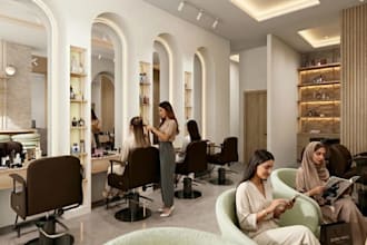 do 3d beauty salon interior design, spa sauna barbershop, massage room nail lash