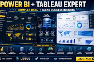 do powerful tableau, graph and powerbi business analytics with sql data modeling