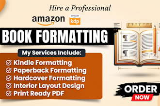 do book formatting for amazon KDP, kindle, ebook and paperbackan