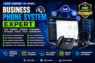 setup, configure, fix 3cx, freepbx, asterisk, fusionpbx, voip and sip trunks