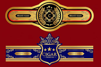 do vintage cigar band, cigar logo, cigar label and cigar box design