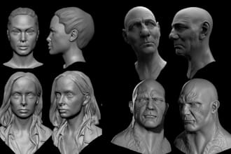 sculpt a realistic 3d head, 3d bust, or face likeness model stl for 3d printing