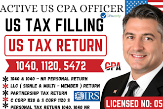 prepare and file USA tax returns for personal 1040 and businesses 1120, 1065