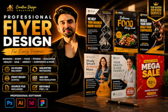 design professional flyers, brochures, marketing materials
