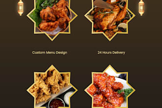 design a modern restaurant menu and food menu