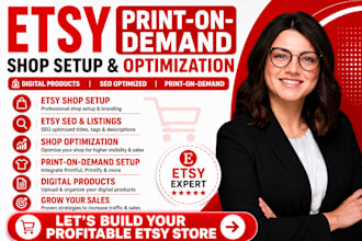 setup etsy shop, etsy digital products, etsy print on demand, etsy SEO listing