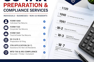 prepare and efile US tax returns for individual and business 1040, 1120, 1065