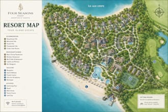 design a custom resort, hotel property, campground, rv park, and visitor map