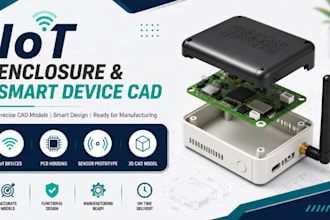 create iot enclosure, smart device cad, pcb housing, sensor prototype, cad model