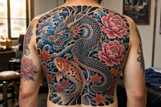 create a traditional japanese irezumi tattoo