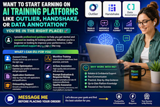 help in design and ai training in outlier, and handshake accounts