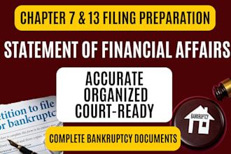 prepare chapter 7, 11, and 13 bankruptcy forms and paperwork