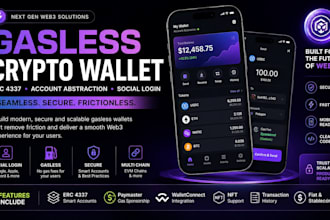 build a secure gasless crypto wallet with erc 4337, account abstraction, login