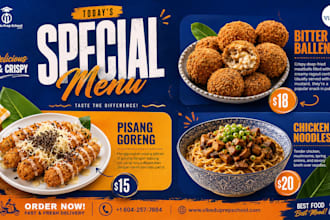 design restaurant menu, food menu, cafe menu and digital menu board