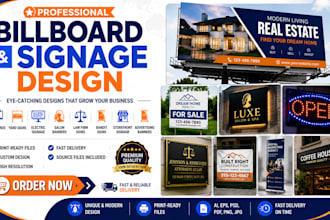 design billboard, yard sign, electric signage frame salon banner law bandit adsb
