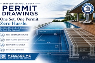 design swimming pool construction drawings, pool deck framing, and permit plans