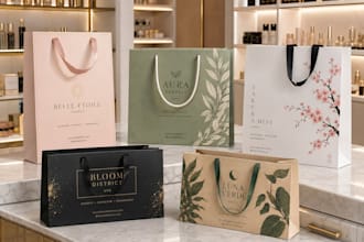 design custom shopping bag, paper bag and luxury packaging design