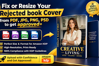 fix resize book cover, fix rejected book for amazon kdp book formatting