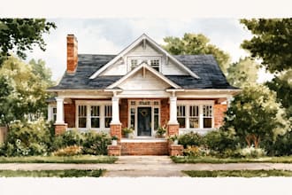 paint watercolor house portrait
