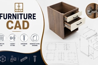 create furniture cad, cabinet fitting, hardware cad, manufacturing drawing
