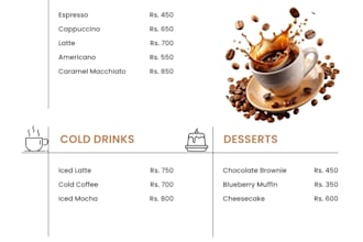 design a professional restaurant menu and cafe menu