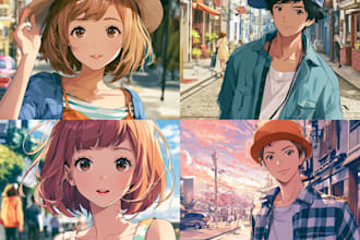 draw anime couple illustration