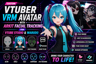 create vtuber vrm avatar with arkit facial tracking for vtube studio and warudo