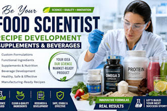 be your food scientist for recipe development supplement beverages