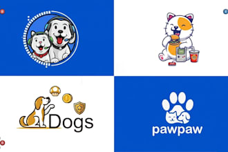 design cute pet, cat, dog, app, animal, gaming, mascot logo