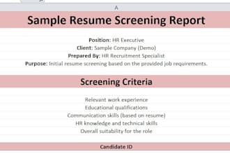 review, screen, and shortlist resumes professionally