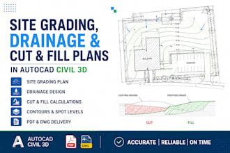 create site grading plan, drainage, cut and fill in autocad civil 3d