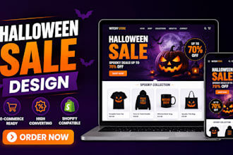 design halloween sale banner and landing page for your shopify store