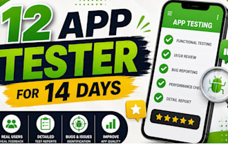 provide 12 testers for google play closed testing for 14 days 12 app tester