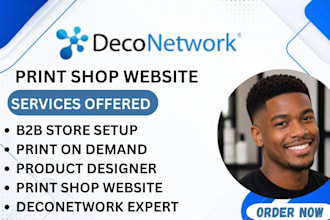 build, customize, and optimize your deconetwork print shop, b2b stores