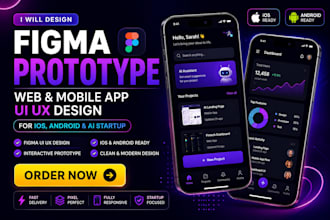 design figma prototype and mobile app UI UX for android and ios ai startup