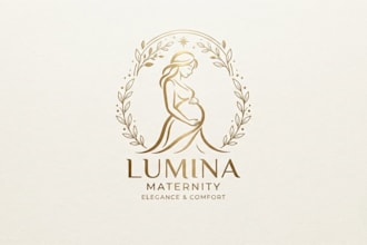 design an elegant pregnant woman logo for maternity brand