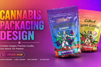 design cannabis and cbd packaging, product label design, and packaging design