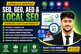 do complete monthly, GEO, aeo and local SEO services for your website
