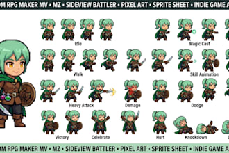 make rpg maker mv mz sideview battle sprites with custom pixel animation