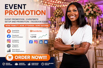 do eventbrite setup, promotion and facebook event marketing