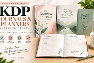 design KDP journals, planners and low content interiors