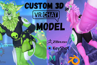 create custom furry vrchat avatar  fursona kemono and vtuber model