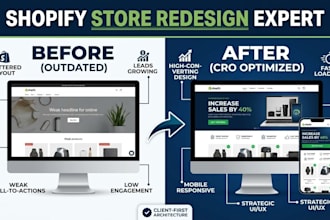 shopify redesign, shopify store redesign, shopify landing page and homepage, cro