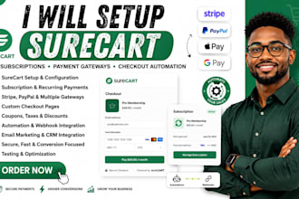 setup surecart subscriptions payment gateways and checkout automation