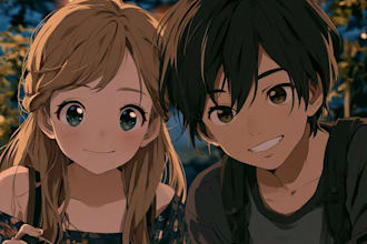 draw a anime couple character art anime
