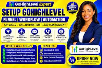 setup gohighlevel funnel ghl workflow a2p dlc gohighlevel automation