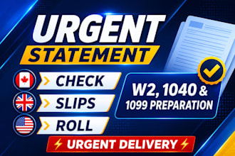 do stubs, form w2, 1040 and 1099 urgent fast