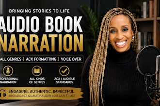 be your fiction audiobook narrator, audiobook british voice over for acx audible